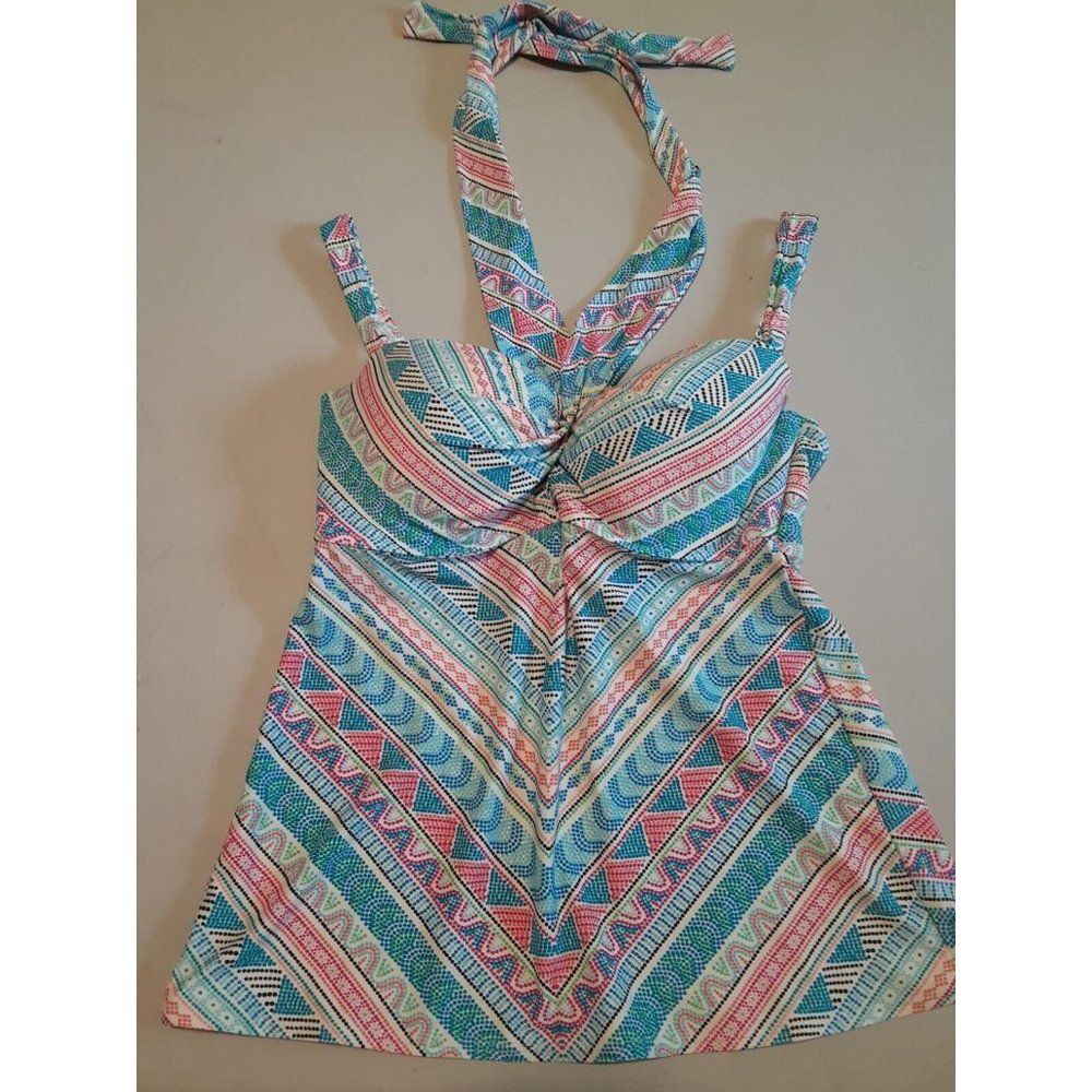 Coco Reef VERSATILE Womens Bra Sized Swim Tankini Top 34D Underwire Halter/Strap